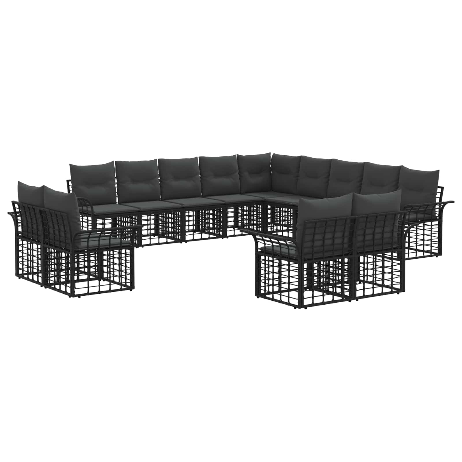 Set vanjskih sofa 13 pcs Crna i tamno siva Poliester