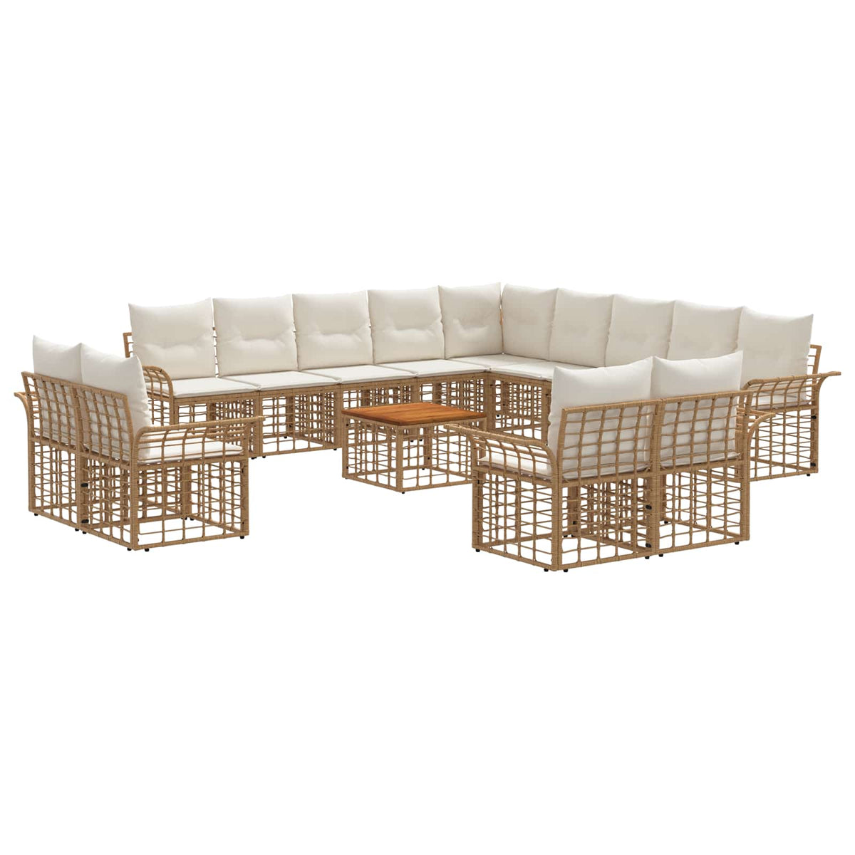 Set vanjskih sofa 14 kom. Prirodna i krema bijela Poliester