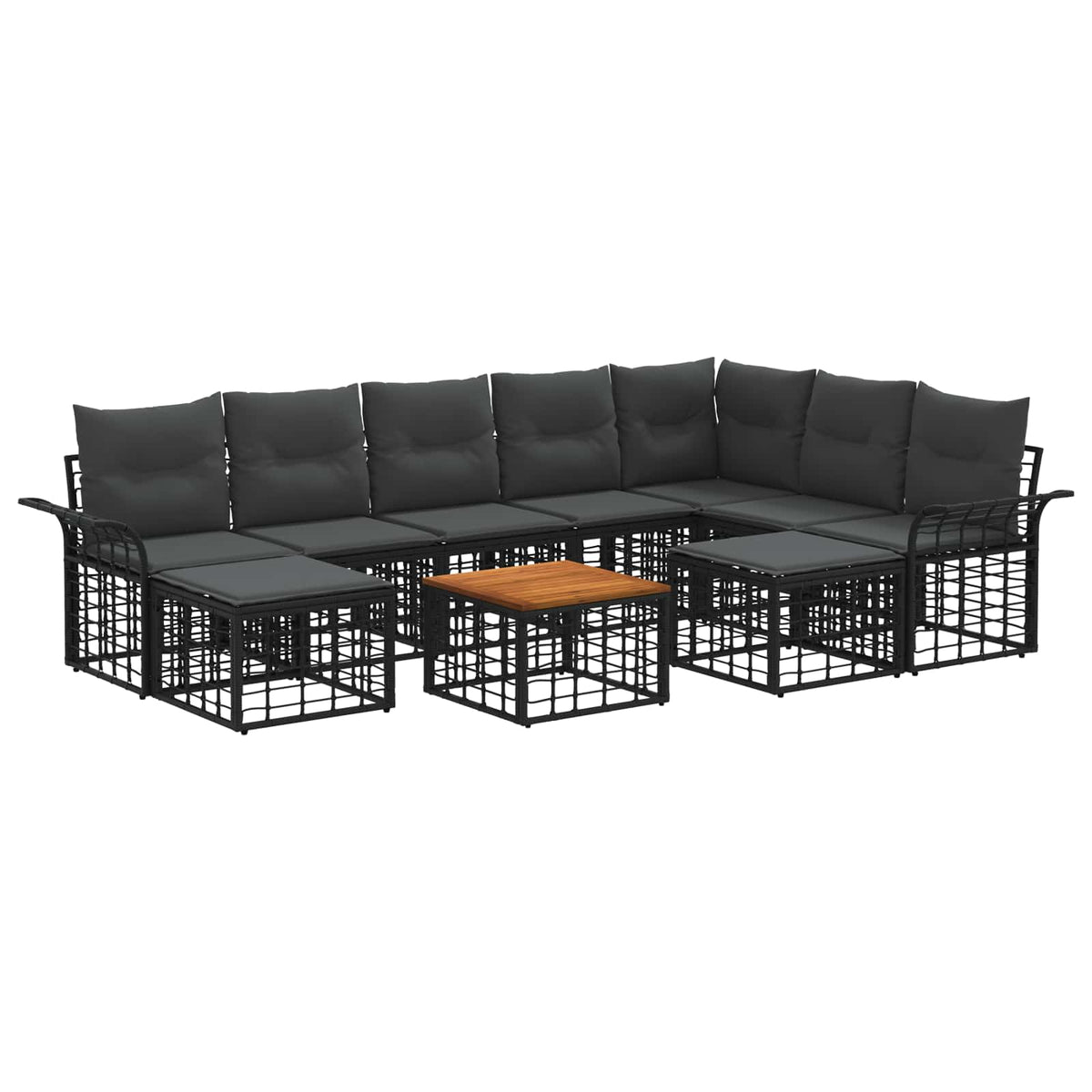Set vanjskih sofa 10 kom. Crna i tamno siva Poliester
