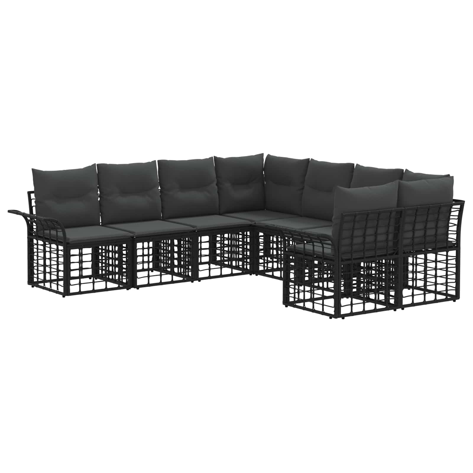 Set vanjskih sofa s jastukom 8 pcs Crna i tamno siva Poliester
