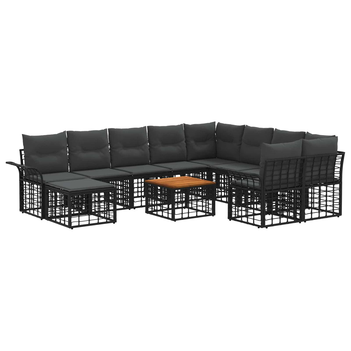 Set vanjskih sofa 11 kom. Crna i tamno siva poliratan