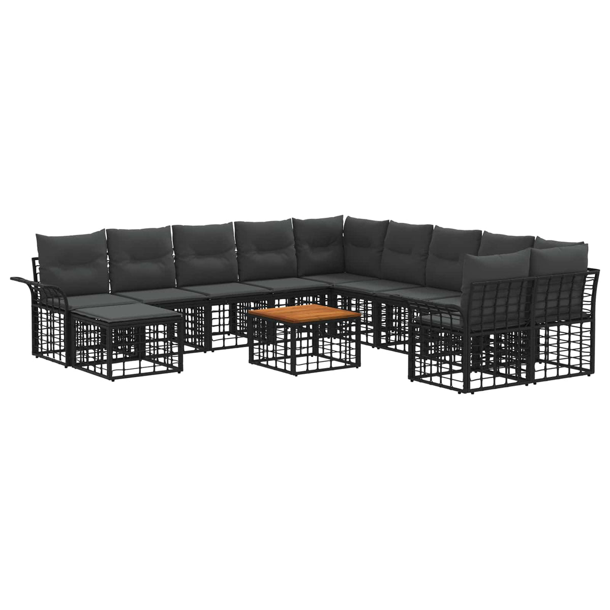 Set vanjskih sofa 12 kom. Crna i tamno siva Poliester