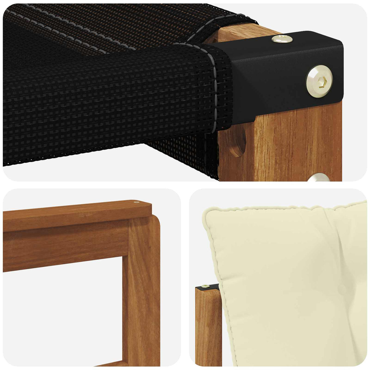Set vanjskih sofa Čvrsto drvo akacije i Textilene Prirodna Smeđa 91 x 83 x 73 cm