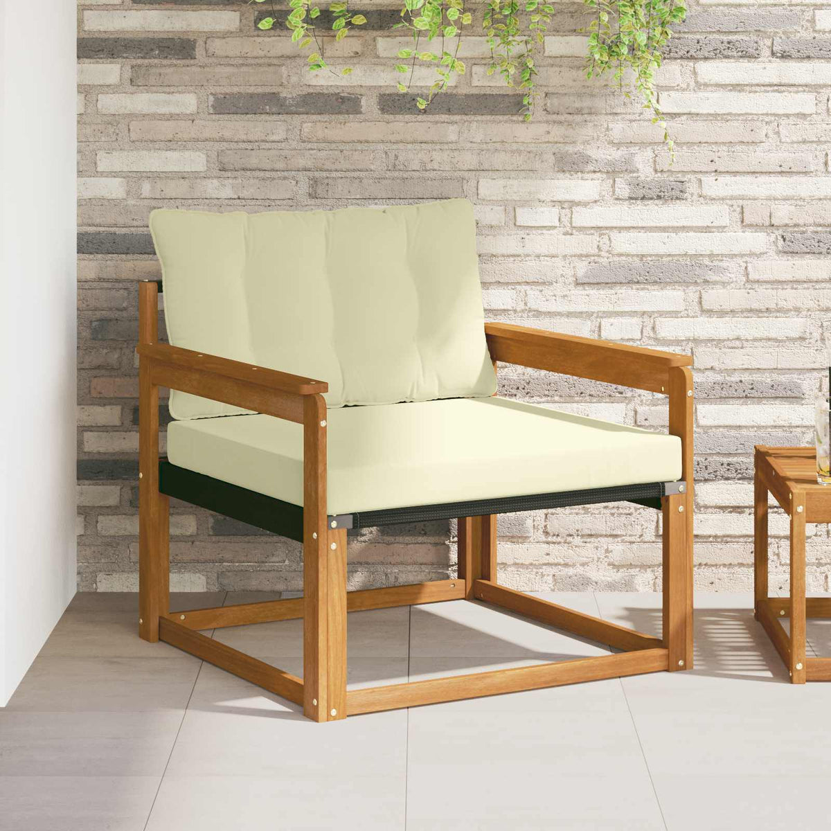 Set vanjskih sofa Čvrsto drvo akacije i Textilene Prirodna Smeđa 91 x 83 x 73 cm