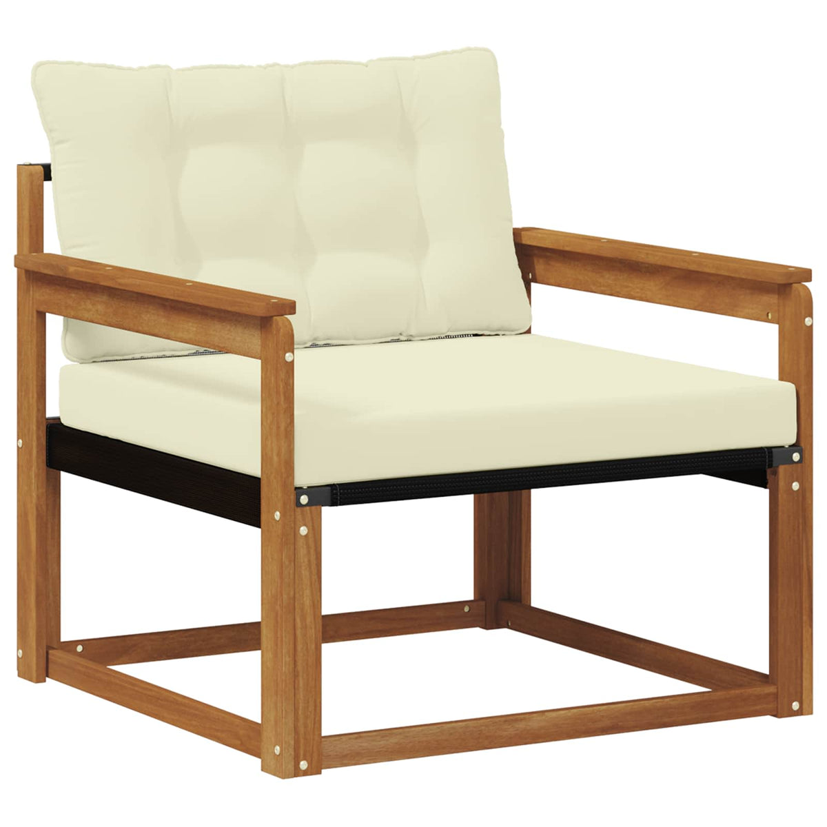 Set vanjskih sofa Čvrsto drvo akacije i Textilene Prirodna Smeđa 91 x 83 x 73 cm