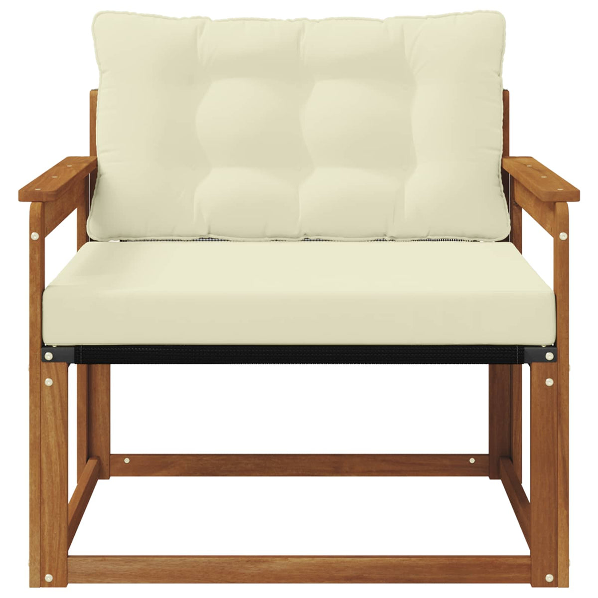 Set vanjskih sofa Čvrsto drvo akacije i Textilene Prirodna Smeđa 91 x 83 x 73 cm