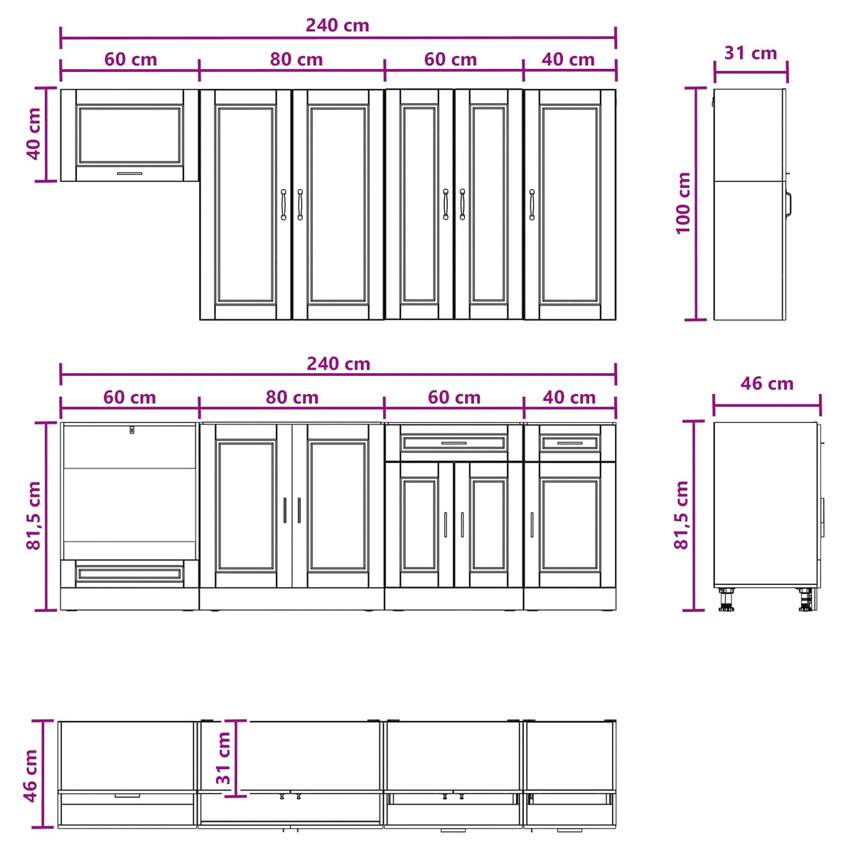 Kuhinjska jedinica PORTO 8 pcs Bijela visokog sjaja