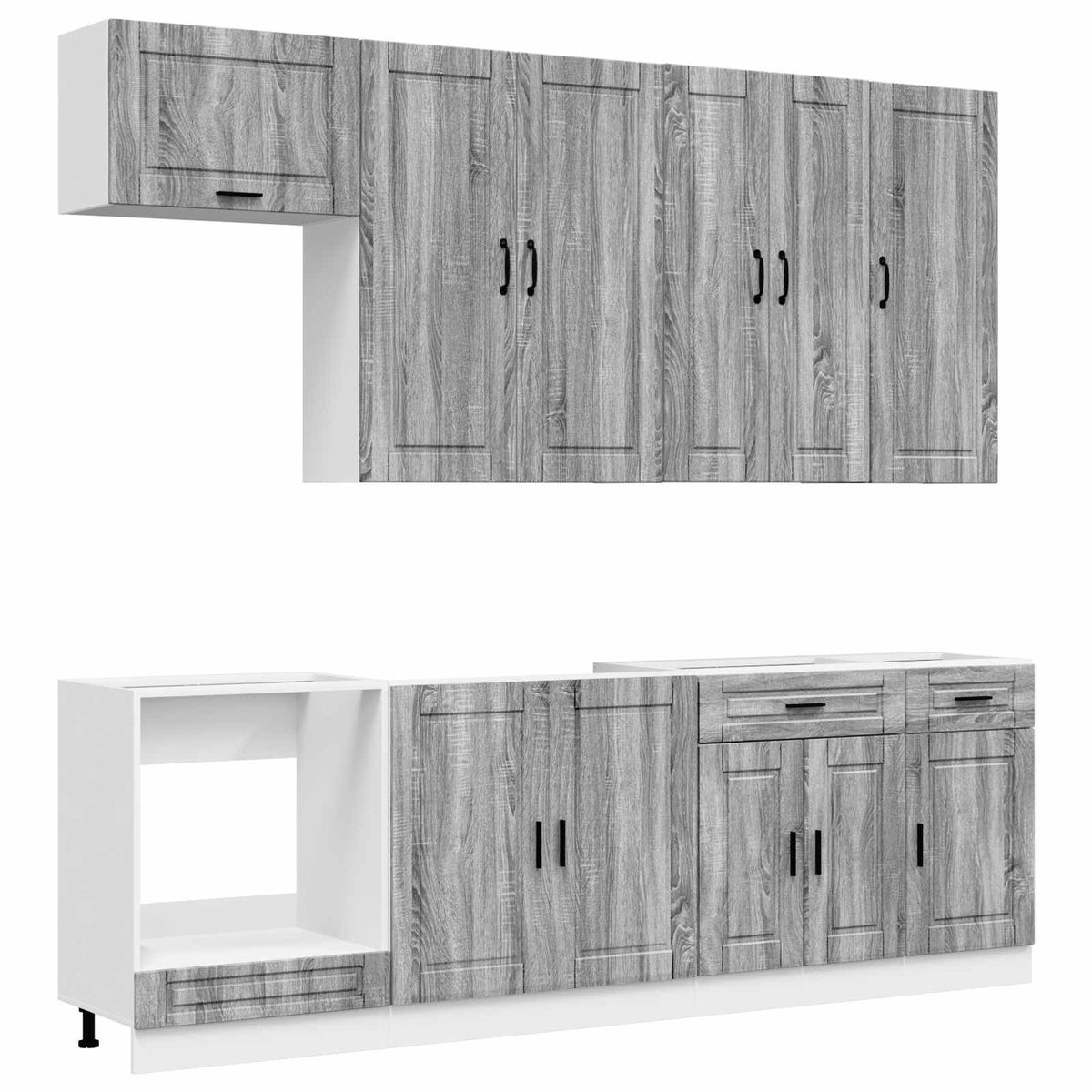 Kuhinjska jedinica PORTO 8 pcs Siva Sonoma Konstruirano drvo