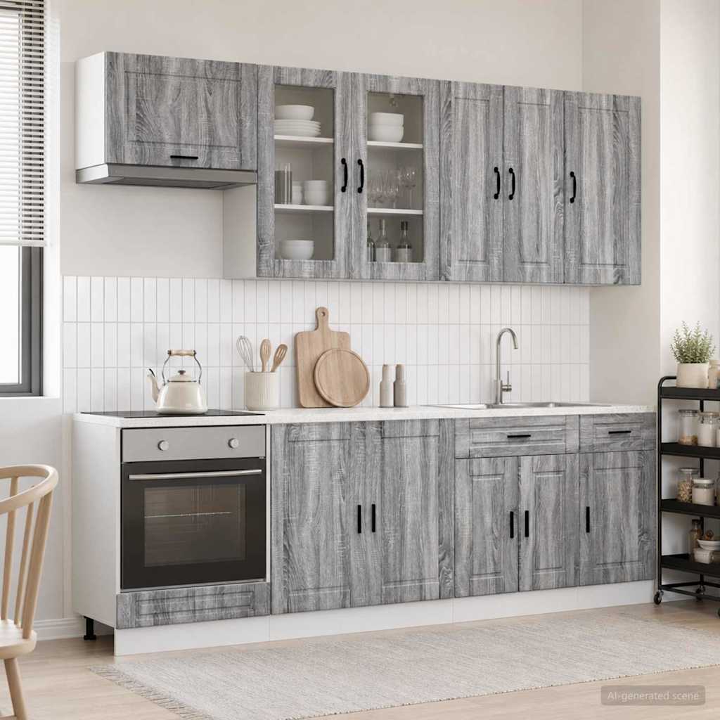 Kuhinjska jedinica PORTO 8 pcs Siva Sonoma Konstruirano drvo