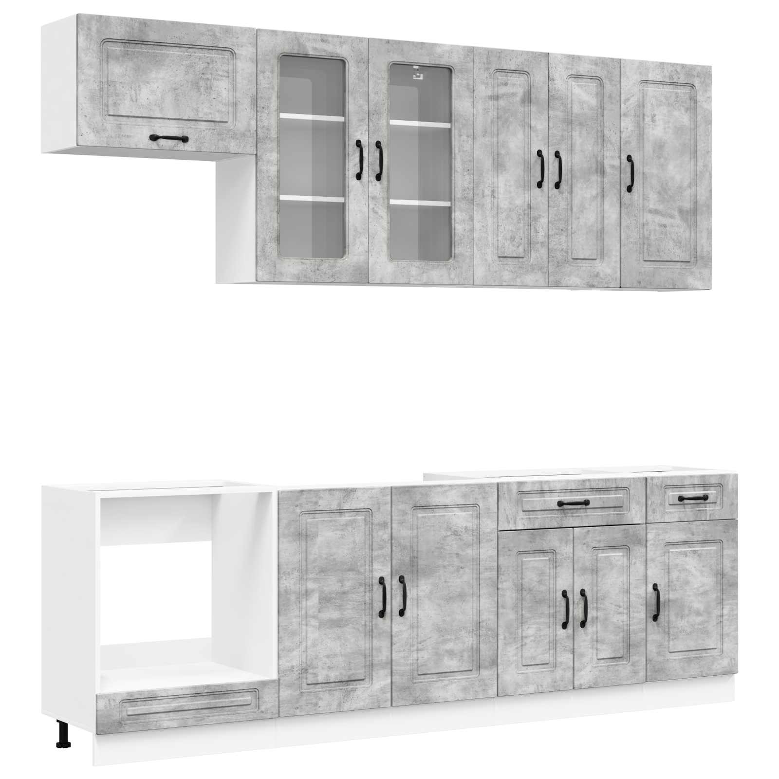 Kuhinjska jedinica KALMAR 8 pcs Betonska siva Konstruirano drvo