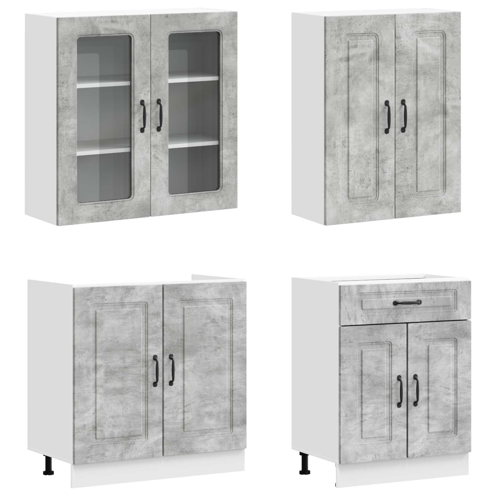 Kuhinjska jedinica KALMAR 8 pcs Betonska siva Konstruirano drvo