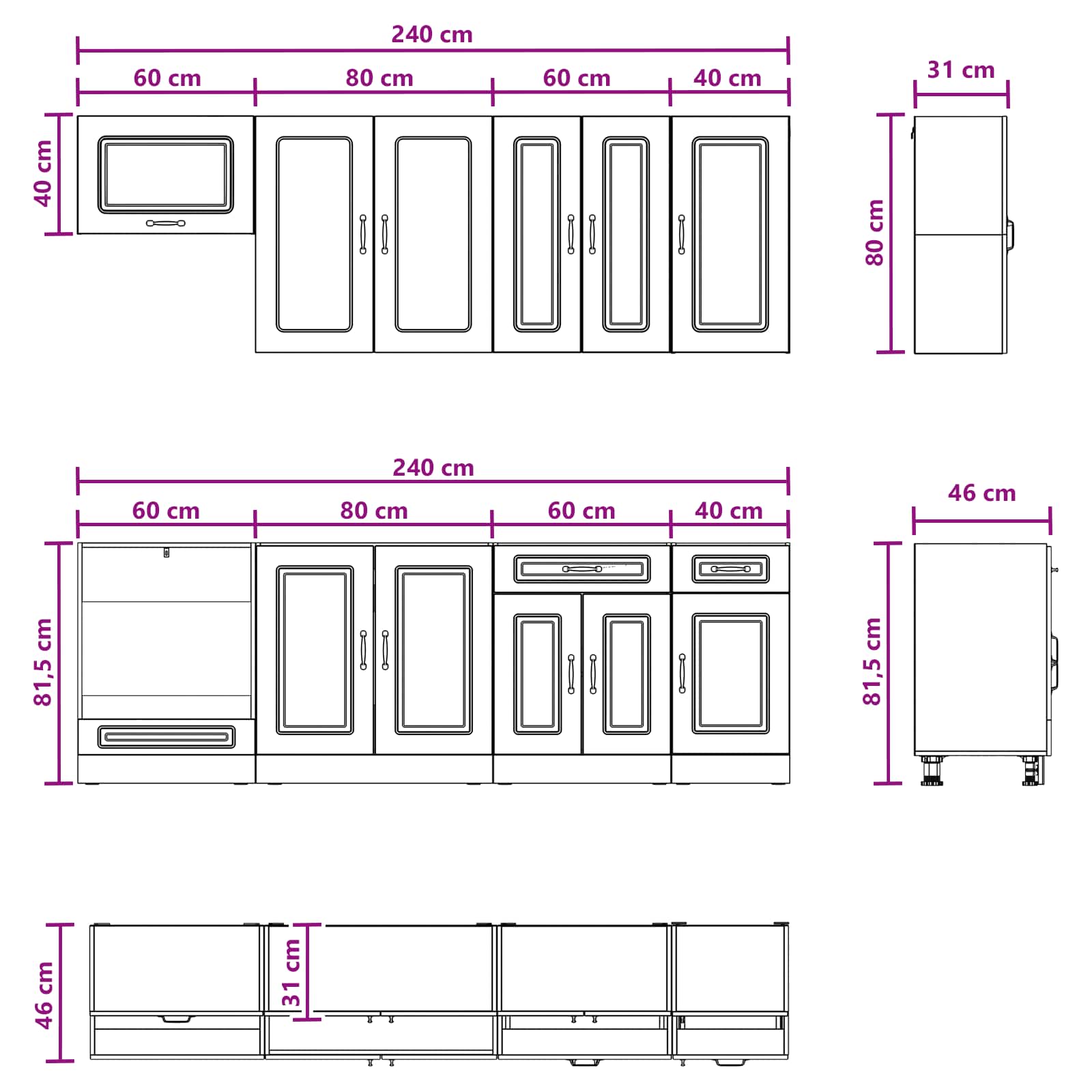 Kuhinjska jedinica KALMAR 8 pcs Betonska siva Konstruirano drvo