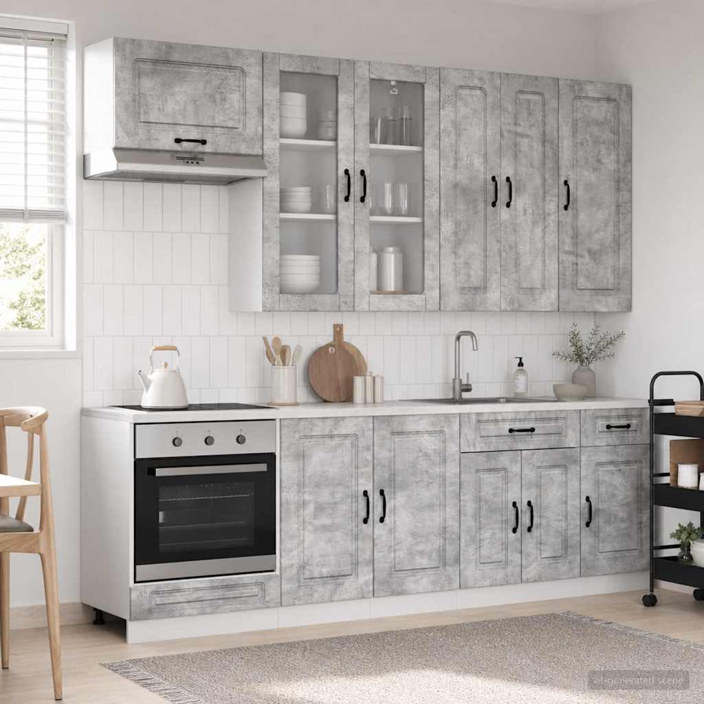 Kuhinjska jedinica KALMAR 8 pcs Betonska siva Konstruirano drvo