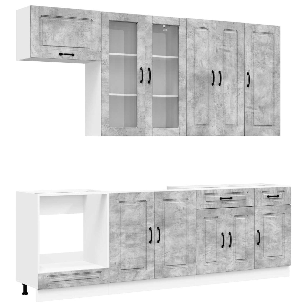 Kuhinjska jedinica KALMAR 8 pcs Betonska siva Konstruirano drvo