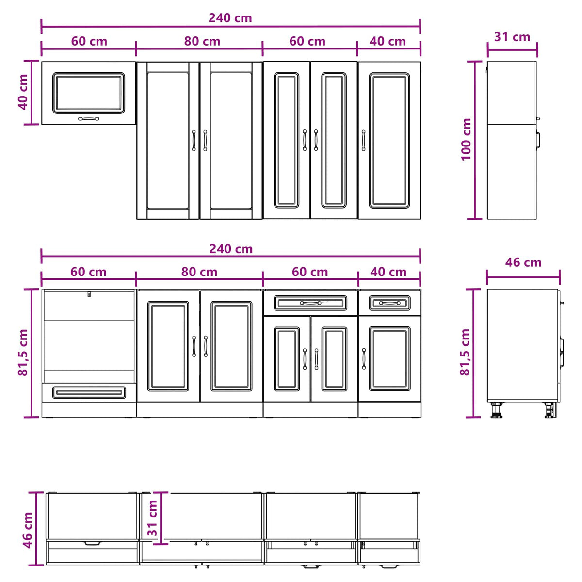Kuhinjska jedinica KALMAR 8 pcs Betonska siva Konstruirano drvo
