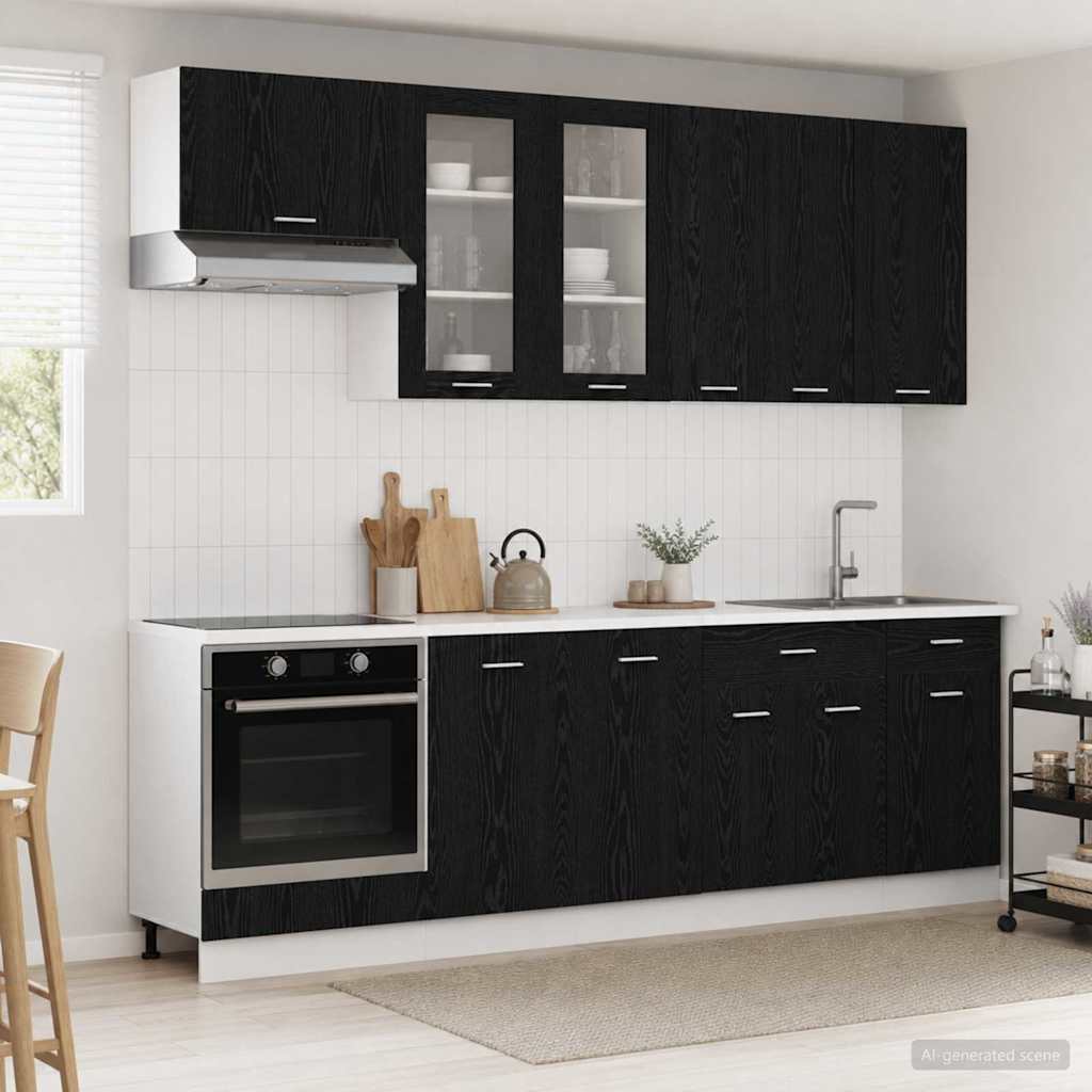 Kuhinjska jedinica LYON 8 pcs Crni hrast Konstruirano drvo