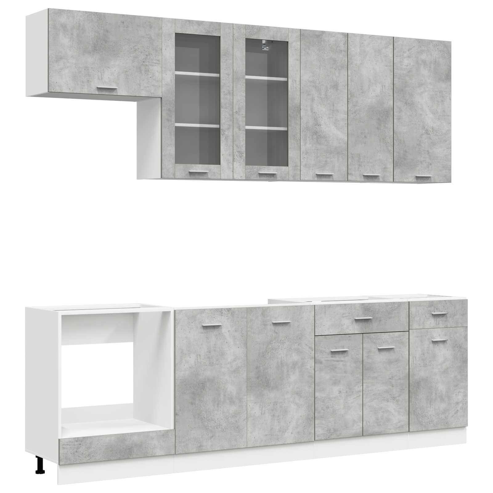 Kuhinjska jedinica LYON 8 pcs Betonska siva Konstruirano drvo