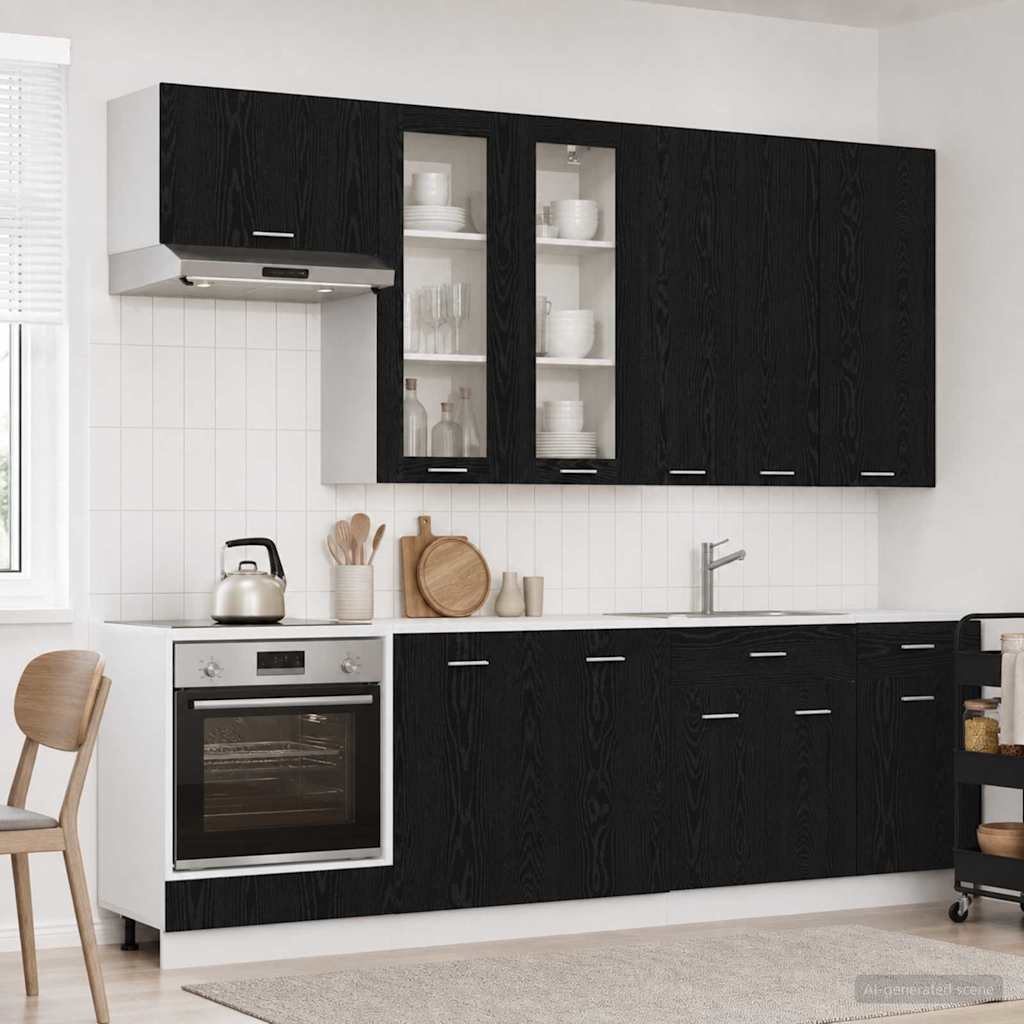 Kuhinjska jedinica LYON 8 pcs Crni hrast Konstruirano drvo
