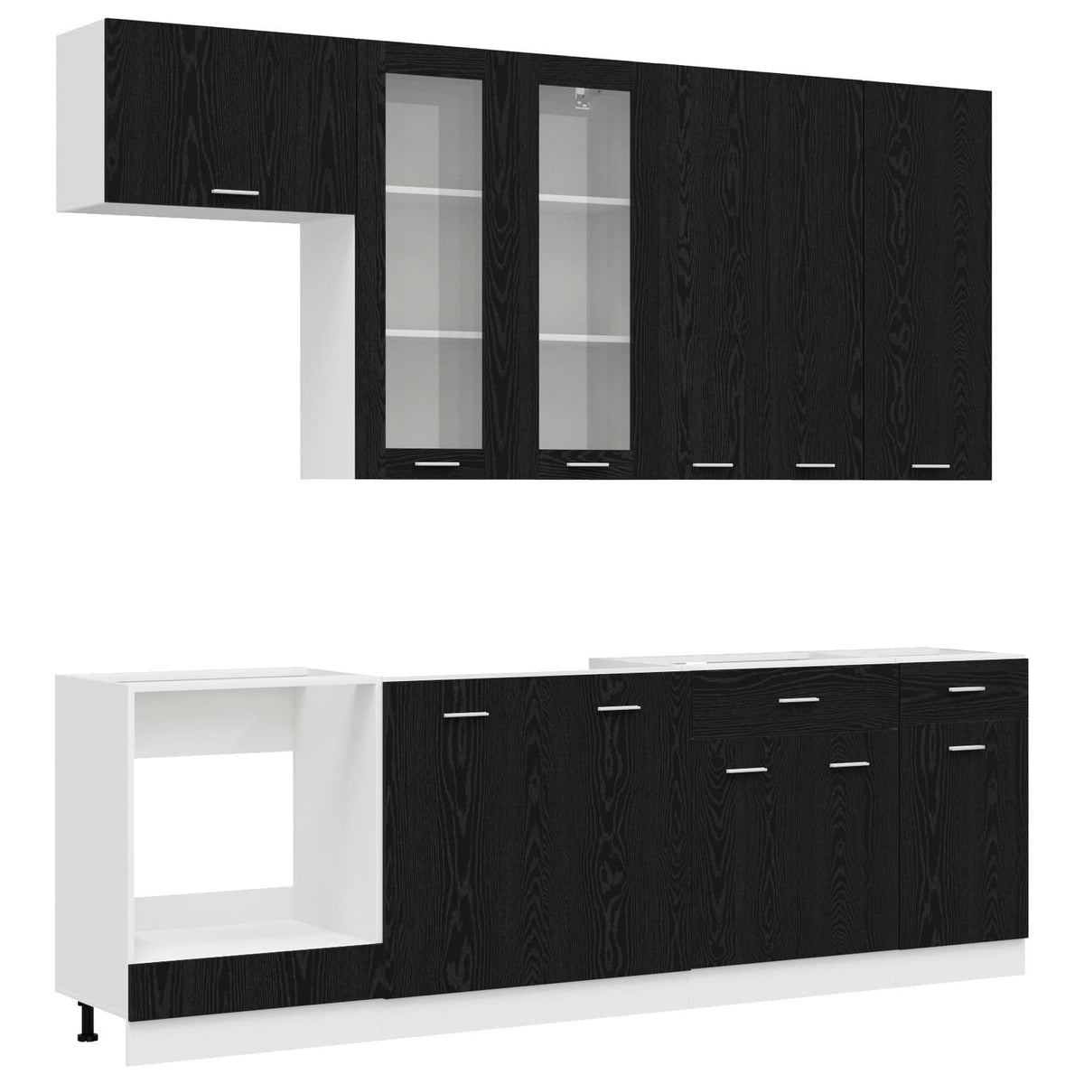 Kuhinjska jedinica LYON 8 pcs Crni hrast Konstruirano drvo