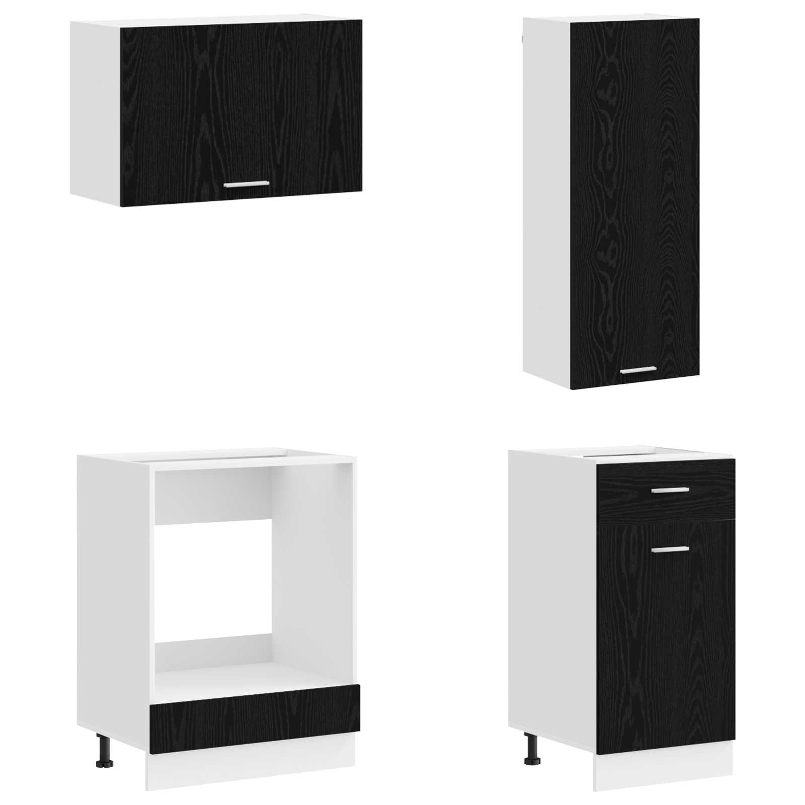 Kuhinjska jedinica LYON 8 pcs Crni hrast Konstruirano drvo