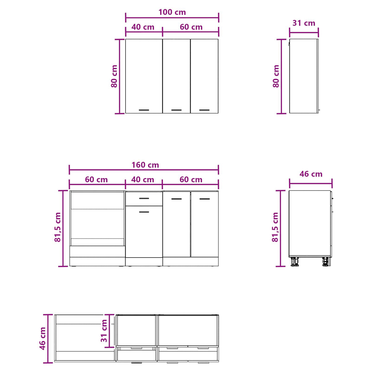 Kuhinjska jedinica LYON 5 pcs Staro drvo Konstruirano drvo