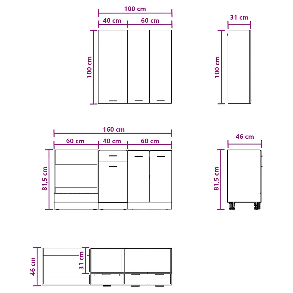 Kuhinjska jedinica LYON 5 pcs Staro drvo Konstruirano drvo