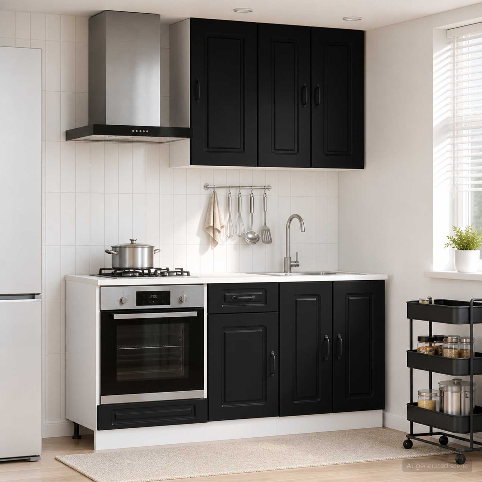 Kuhinjska jedinica KALMAR 5 pcs Crna Konstruirano drvo