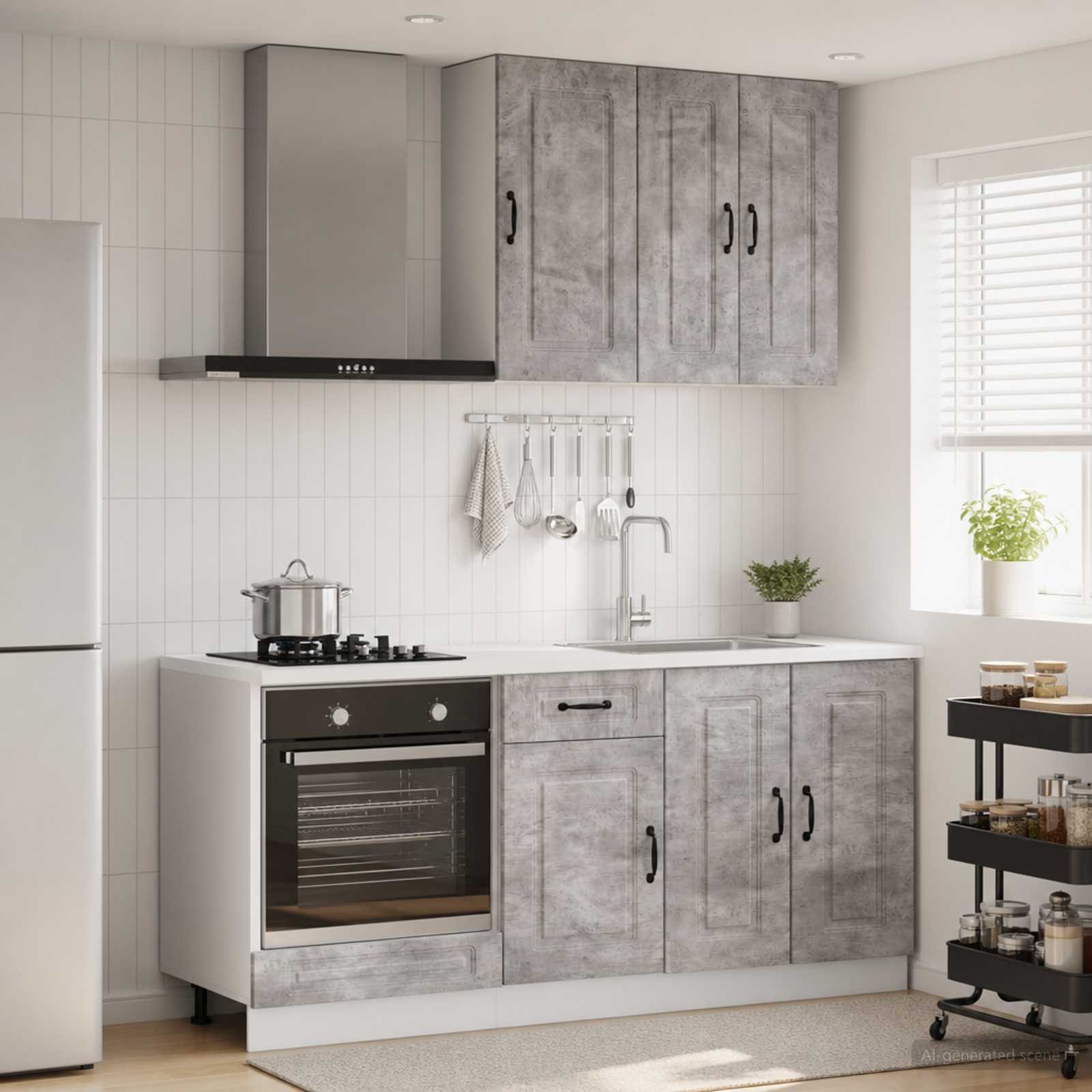 Kuhinjska jedinica KALMAR 5 pcs Betonska siva Konstruirano drvo