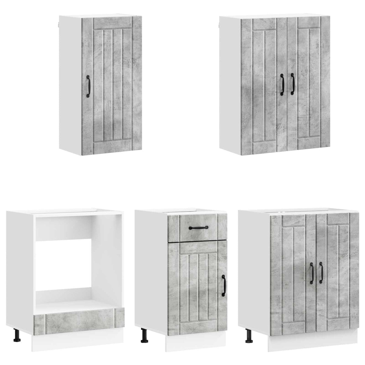 Kuhinjska jedinica LUCCA 5 pcs Betonska siva Konstruirano drvo