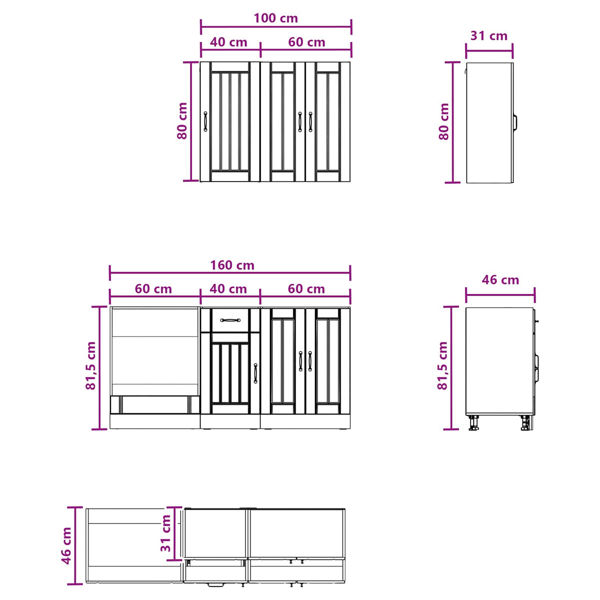Kuhinjska jedinica LUCCA 5 pcs Betonska siva Konstruirano drvo