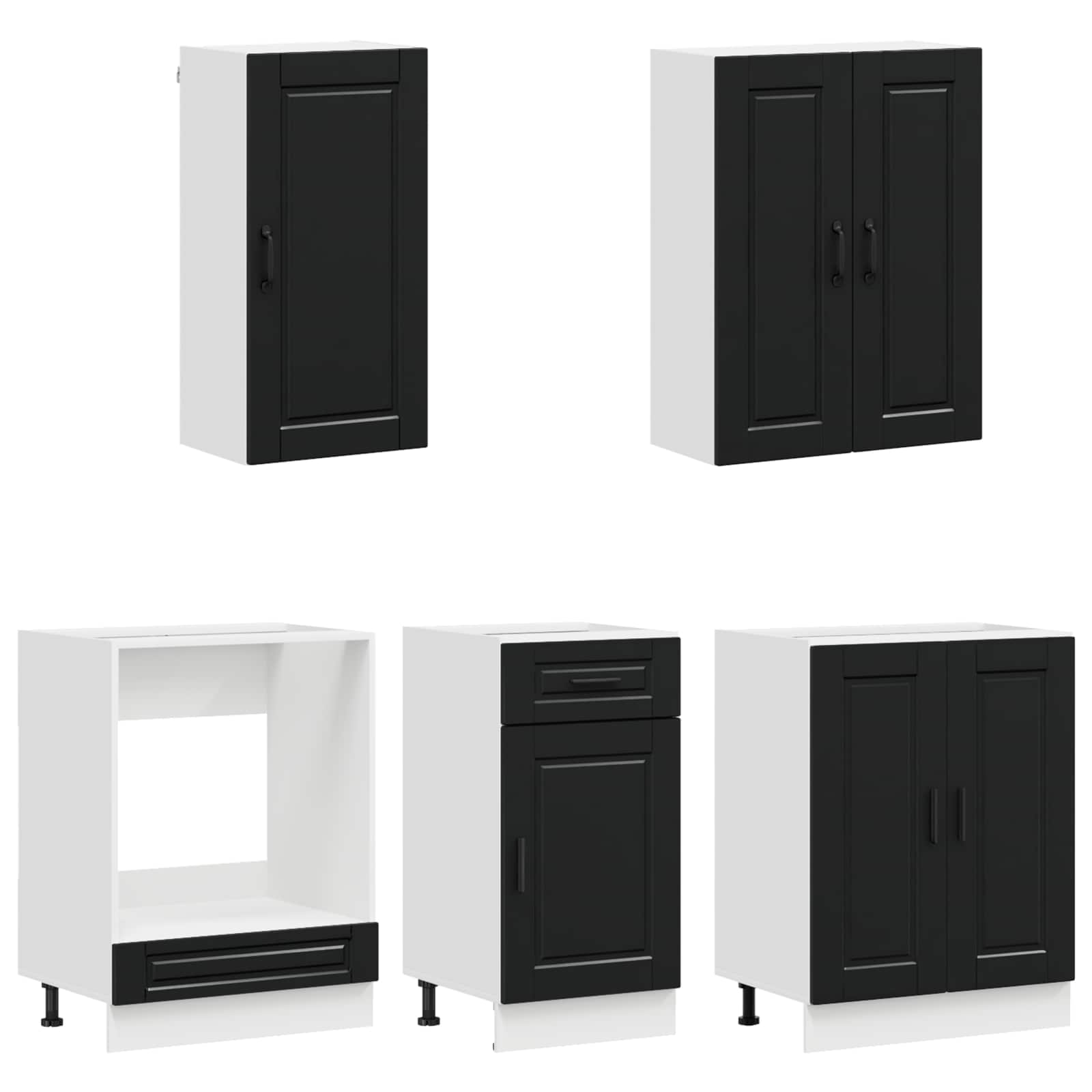 Kuhinjska jedinica PORTO 5 pcs Crna Konstruirano drvo