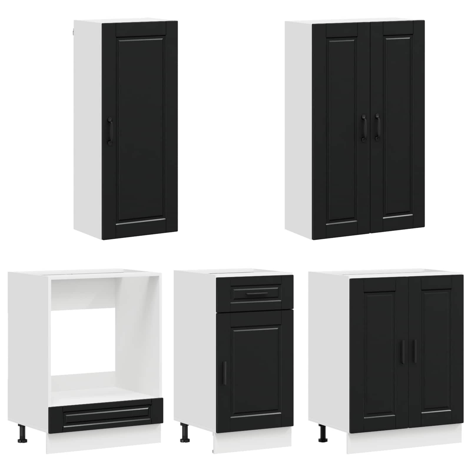 Kuhinjska jedinica PORTO 5 pcs Crna Konstruirano drvo