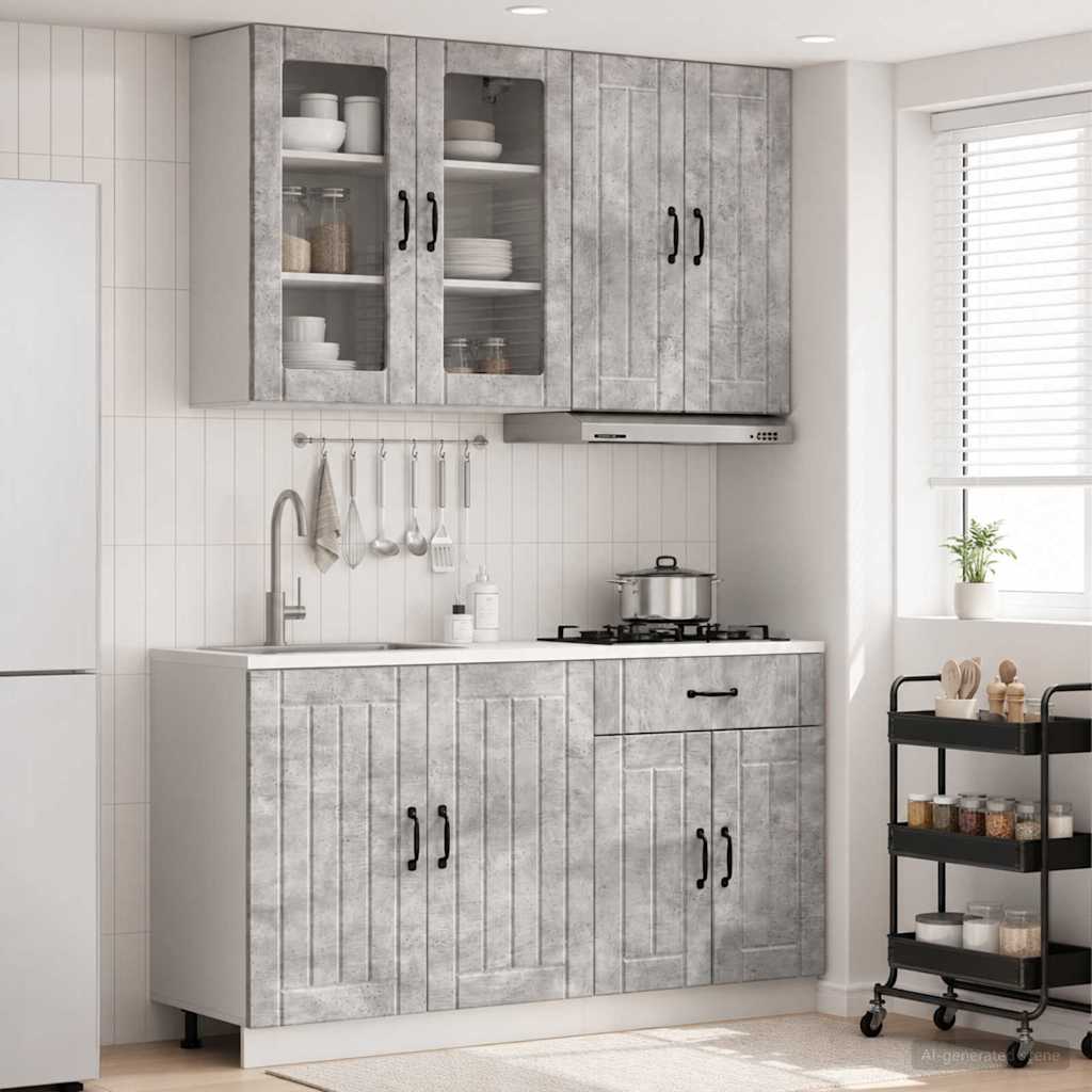 Kuhinjska jedinica LUCCA 4 pcs Betonska siva Konstruirano drvo