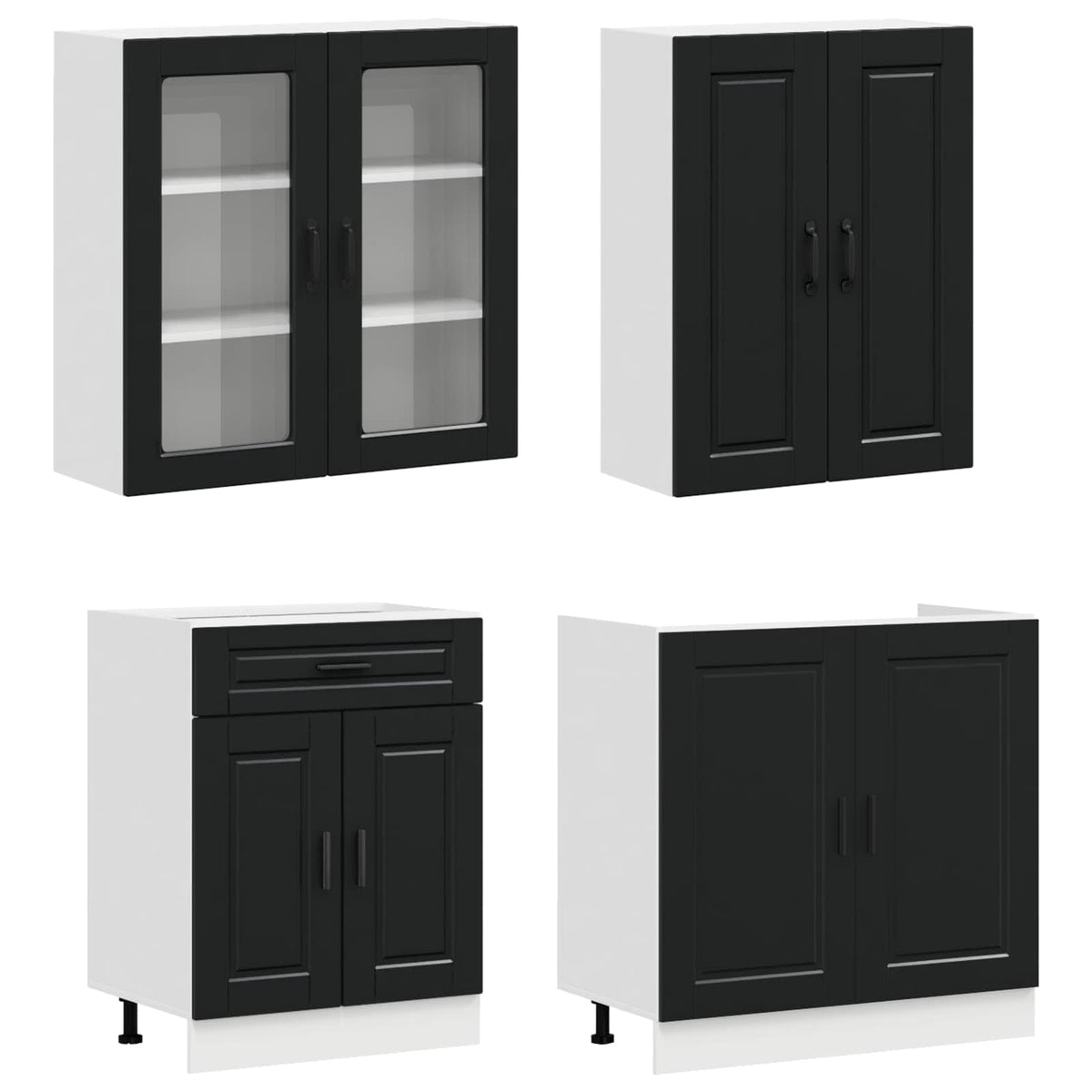 Kuhinjska jedinica PORTO 4 pcs Crna Konstruirano drvo