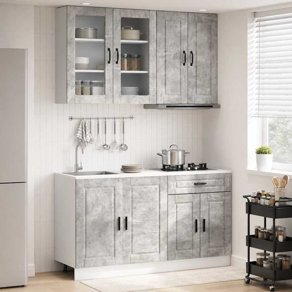 Kuhinjska jedinica PORTO 4 pcs Betonska siva Konstruirano drvo