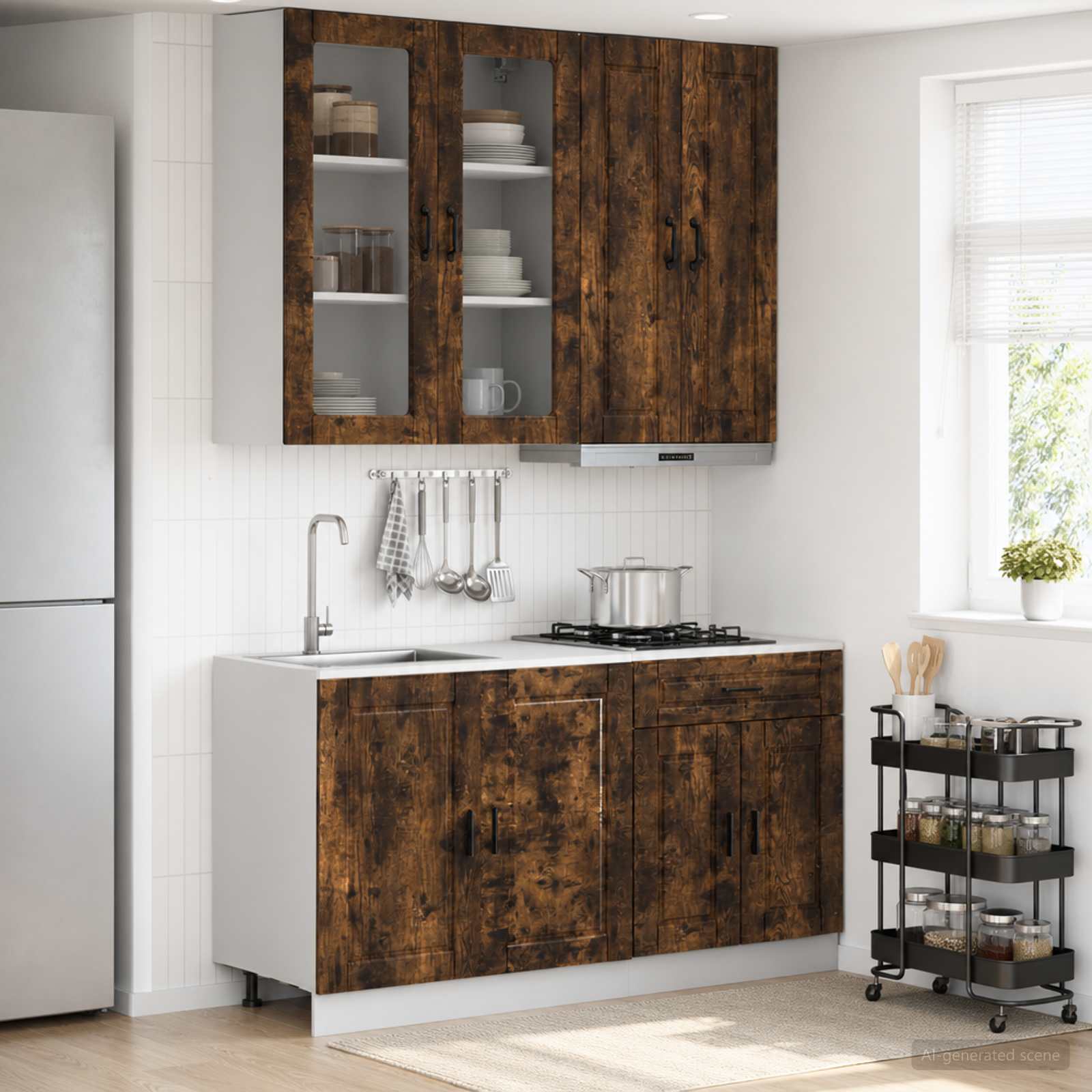 Kuhinjska jedinica PORTO 4 pcs Dimljeni hrast Konstruirano drvo