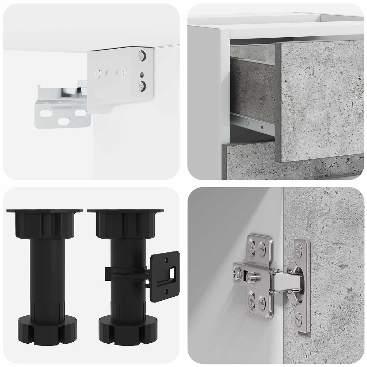 Kuhinjska jedinica LYON 4 pcs Betonska siva Konstruirano drvo