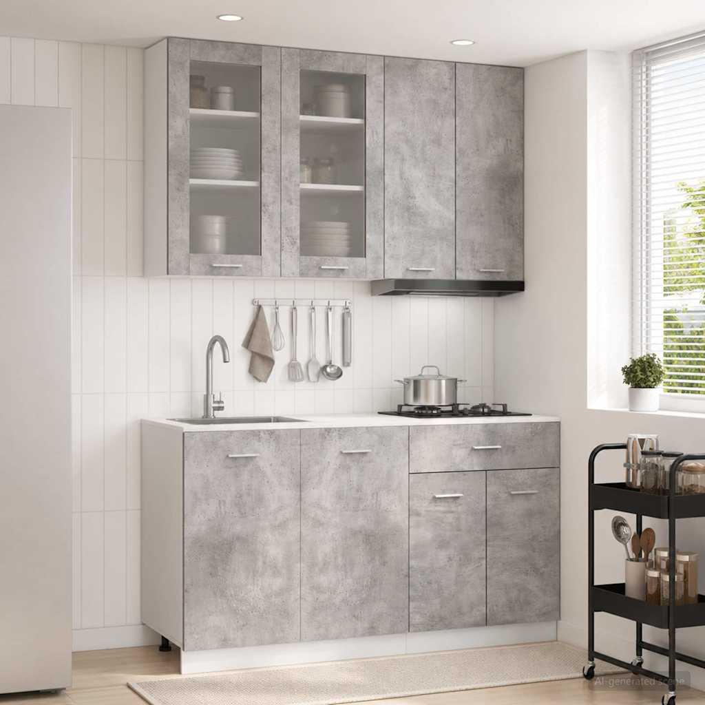 Kuhinjska jedinica LYON 4 pcs Betonska siva Konstruirano drvo