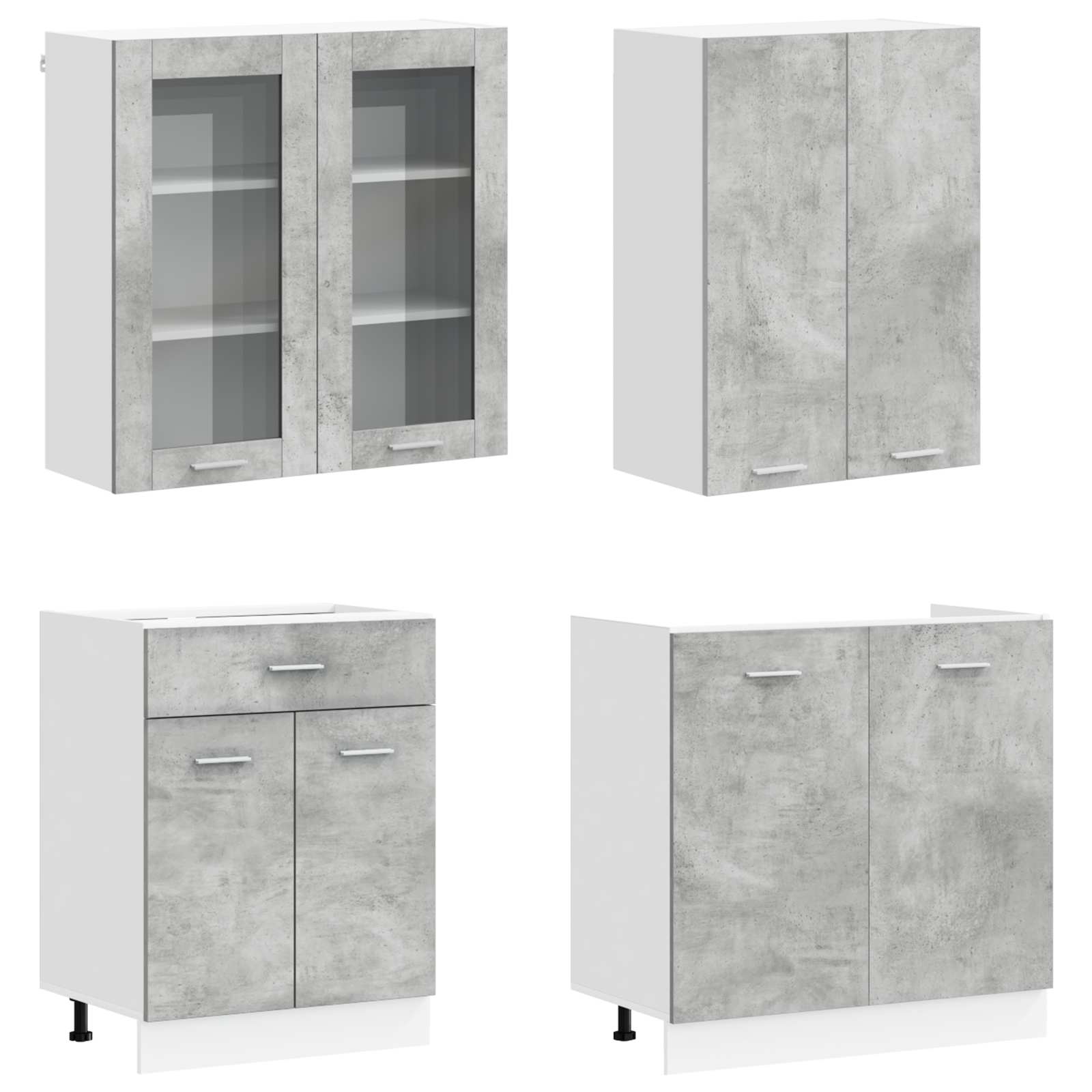 Kuhinjska jedinica LYON 4 pcs Betonska siva Konstruirano drvo