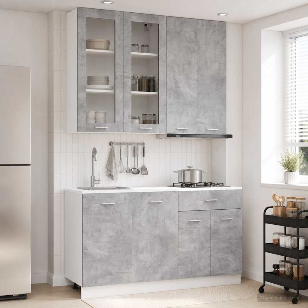 Kuhinjska jedinica LYON 4 pcs Betonska siva Konstruirano drvo