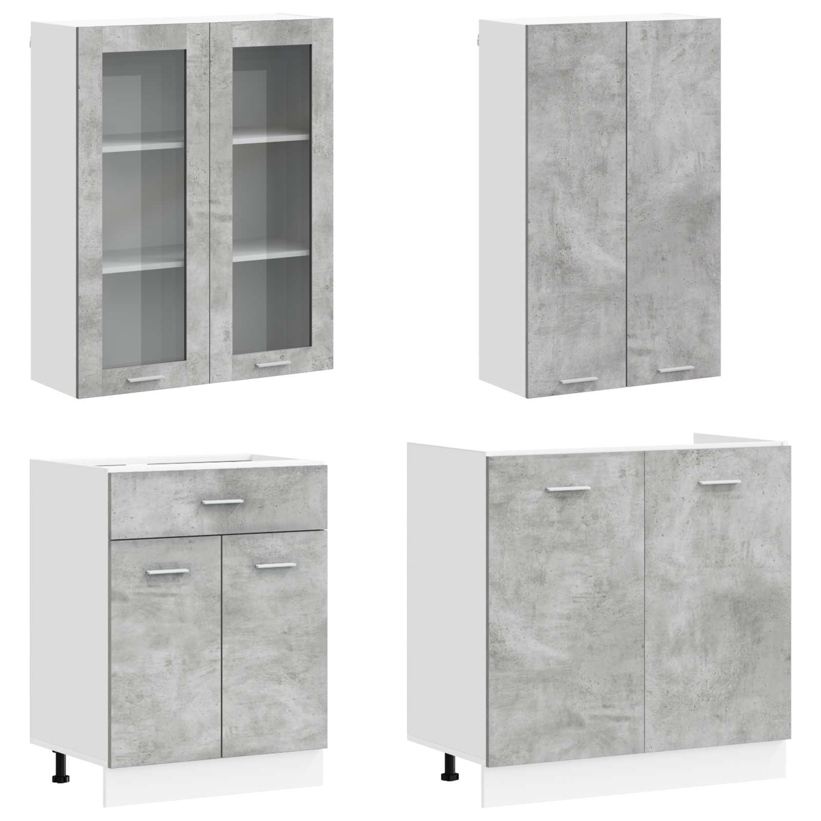 Kuhinjska jedinica LYON 4 pcs Betonska siva Konstruirano drvo