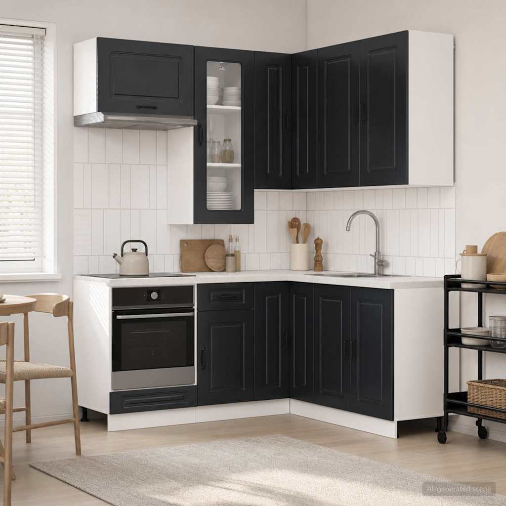 Kuhinjska jedinica KALMAR 8 pcs Crna Konstruirano drvo
