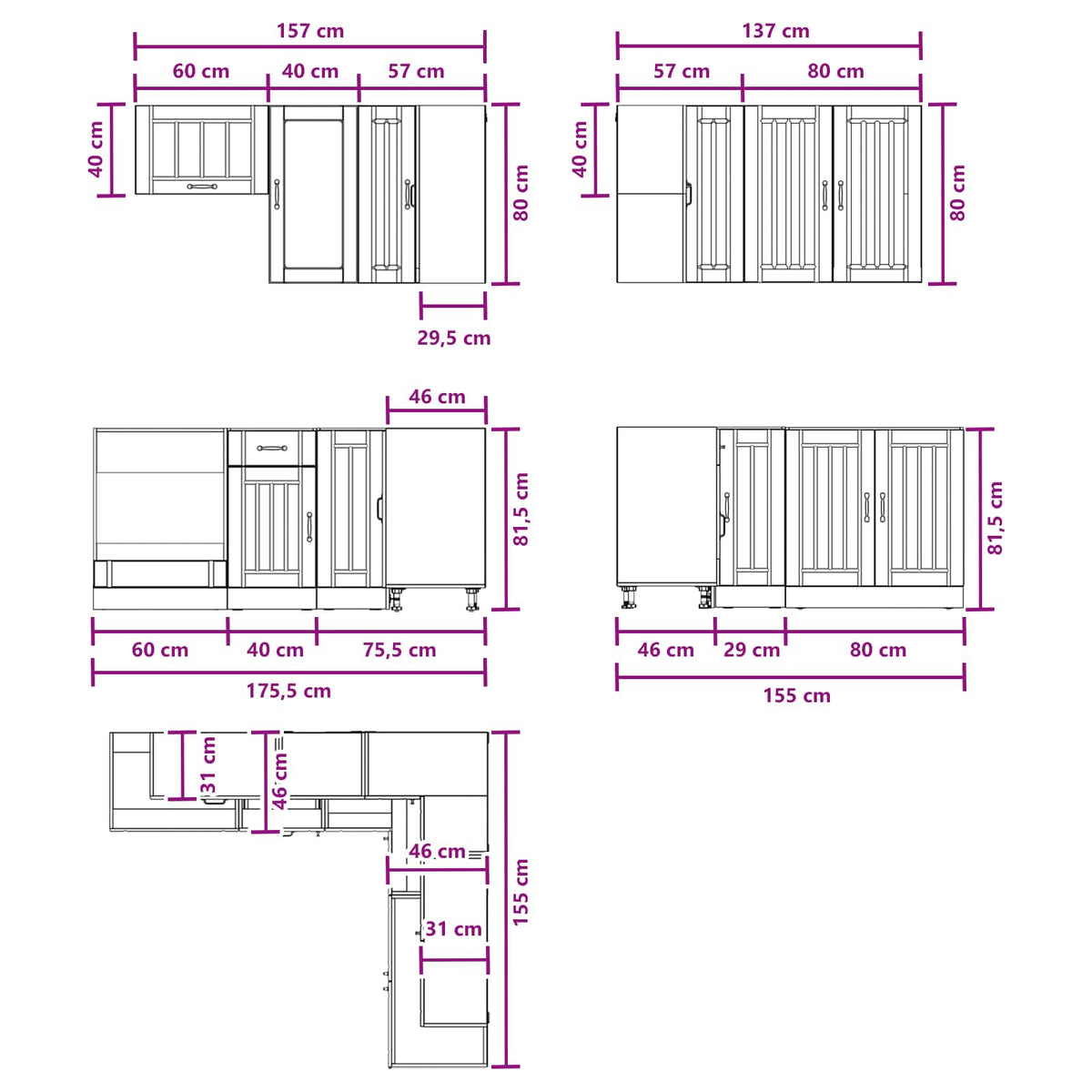 Kuhinjska jedinica LUCCA 8 pcs Hrast sonoma Konstruirano drvo