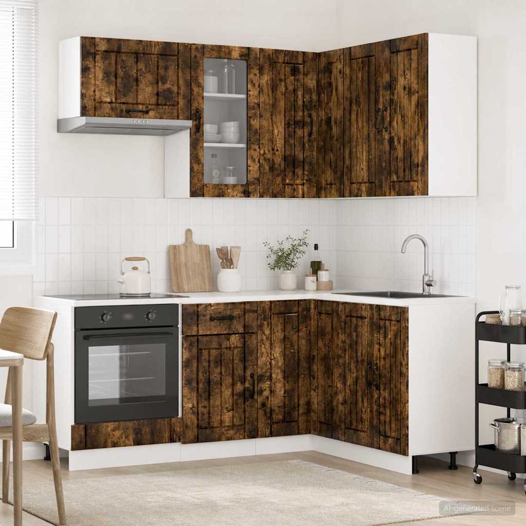 Kuhinjska jedinica LUCCA 8 pcs Dimljeni hrast Konstruirano drvo