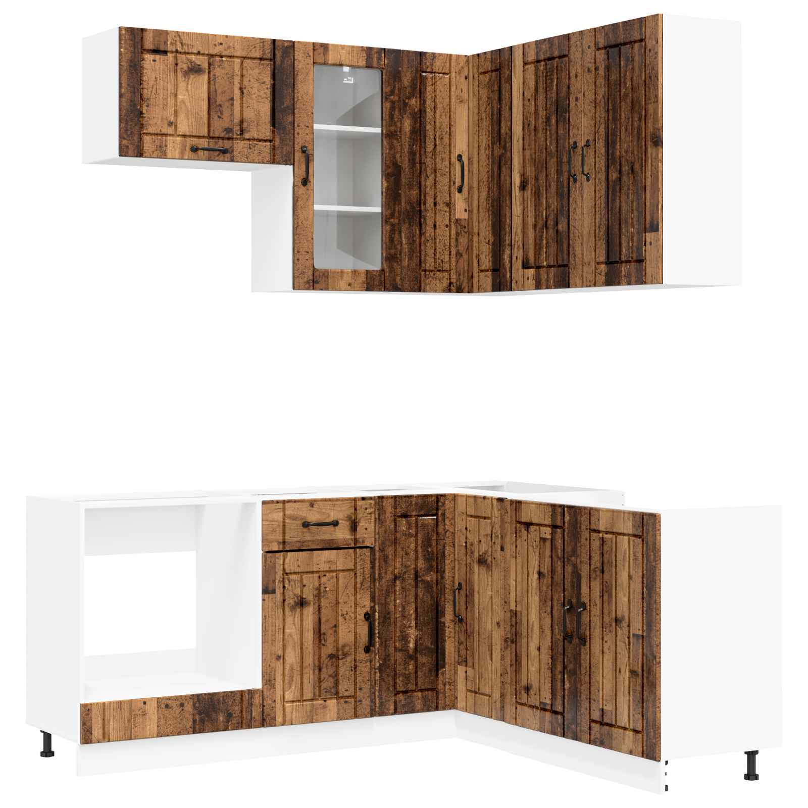 Kuhinjska jedinica LUCCA 8 pcs Staro drvo Konstruirano drvo