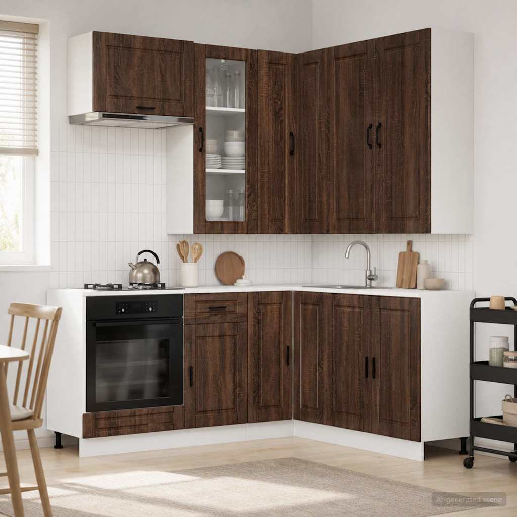 Kuhinjska jedinica PORTO 8 pcs Smeđi hrast Konstruirano drvo
