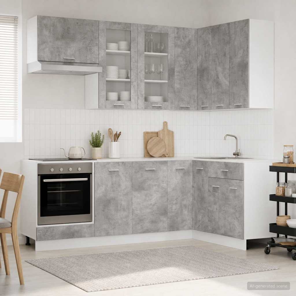 Kuhinjska jedinica LYON 8 pcs Betonska siva Konstruirano drvo
