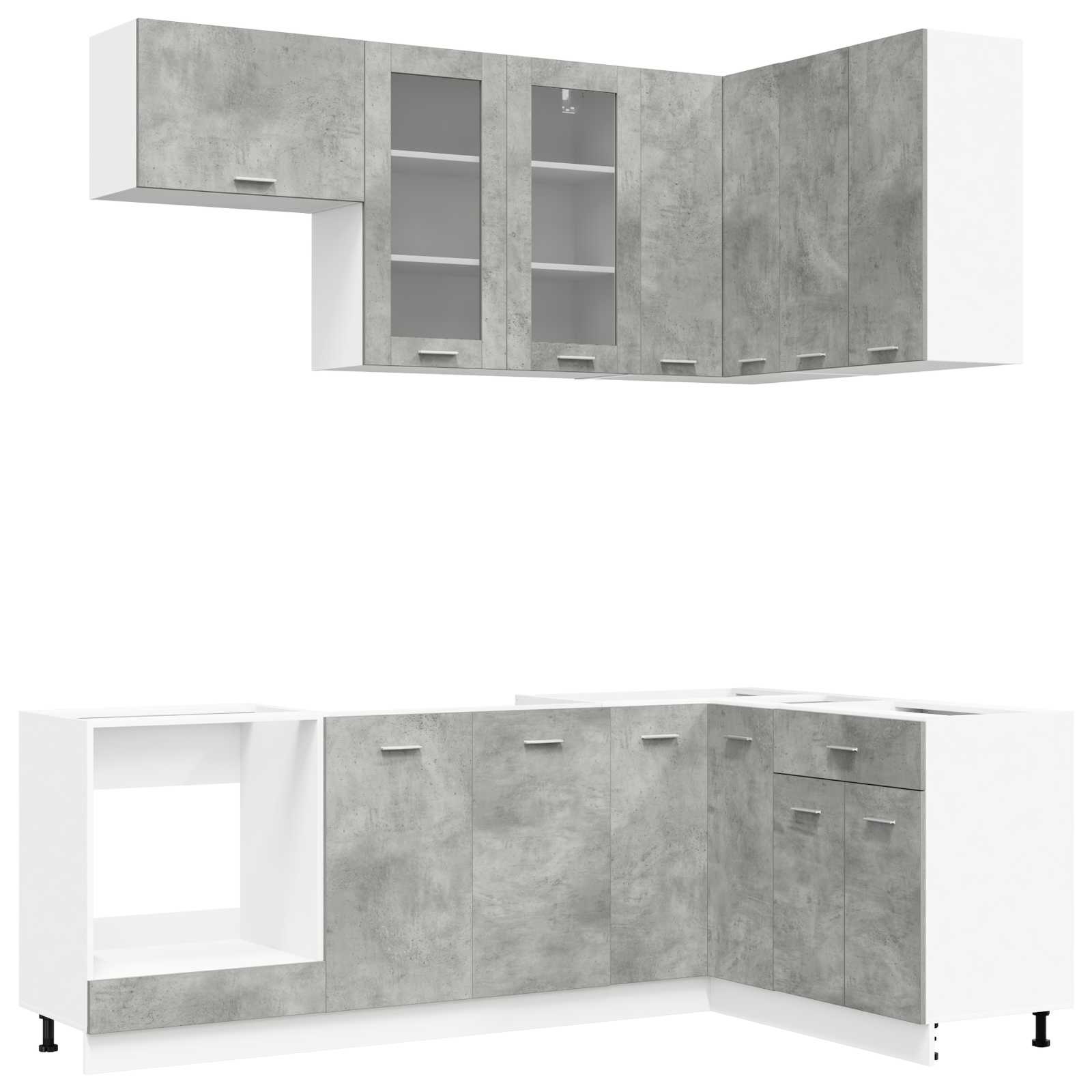 Kuhinjska jedinica LYON 8 pcs Betonska siva Konstruirano drvo