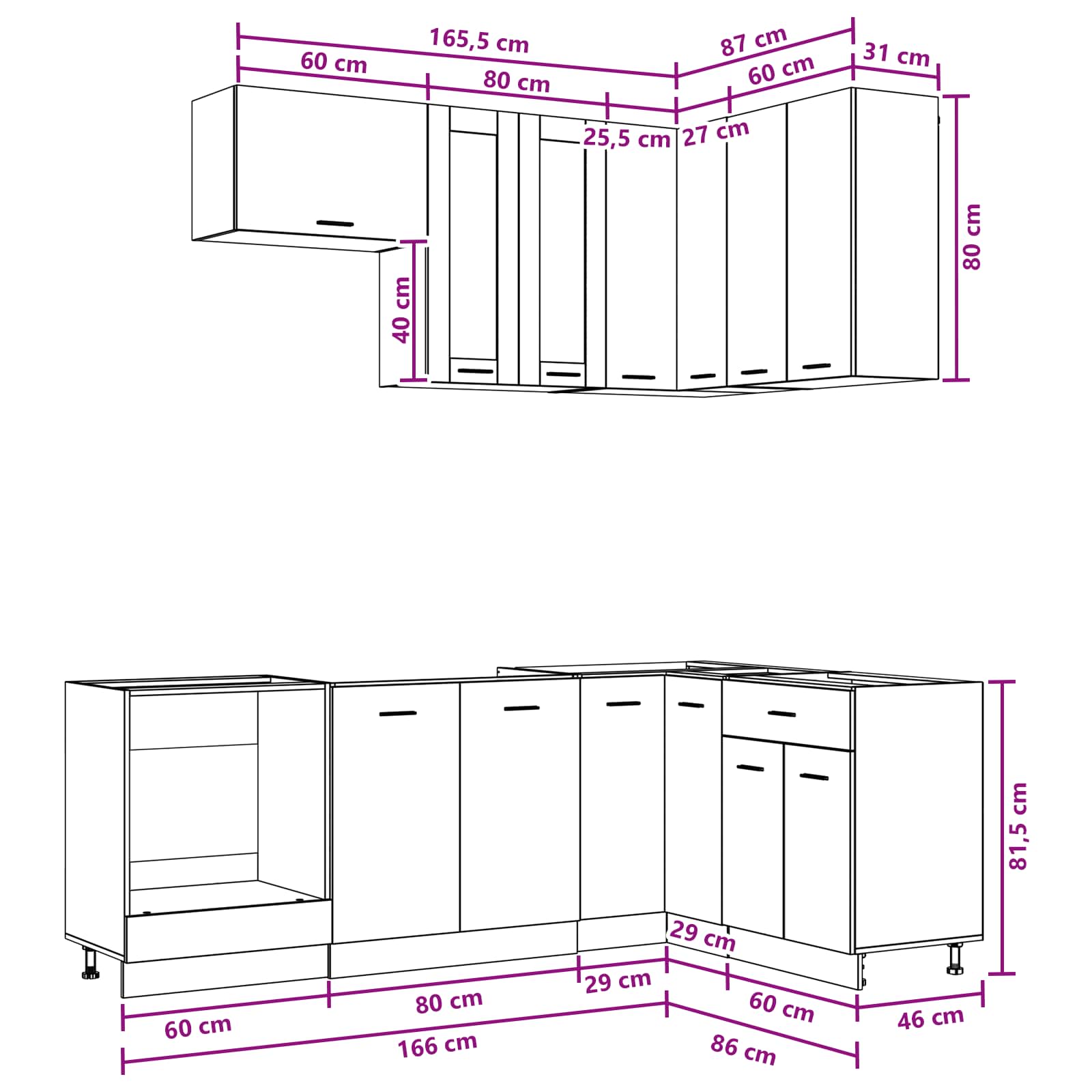 Kuhinjska jedinica LYON 8 pcs Betonska siva Konstruirano drvo