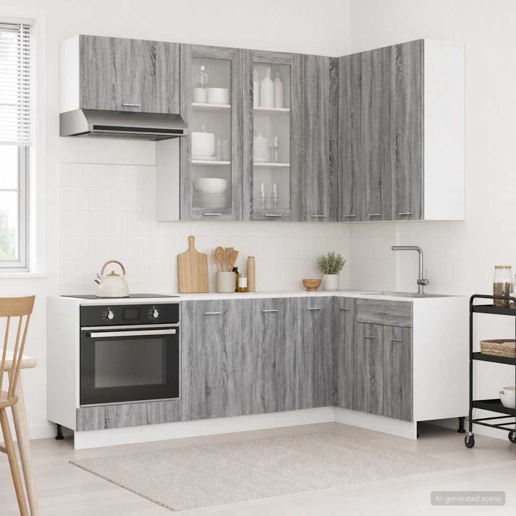 Kuhinjska jedinica LYON 8 pcs Siva Sonoma Konstruirano drvo